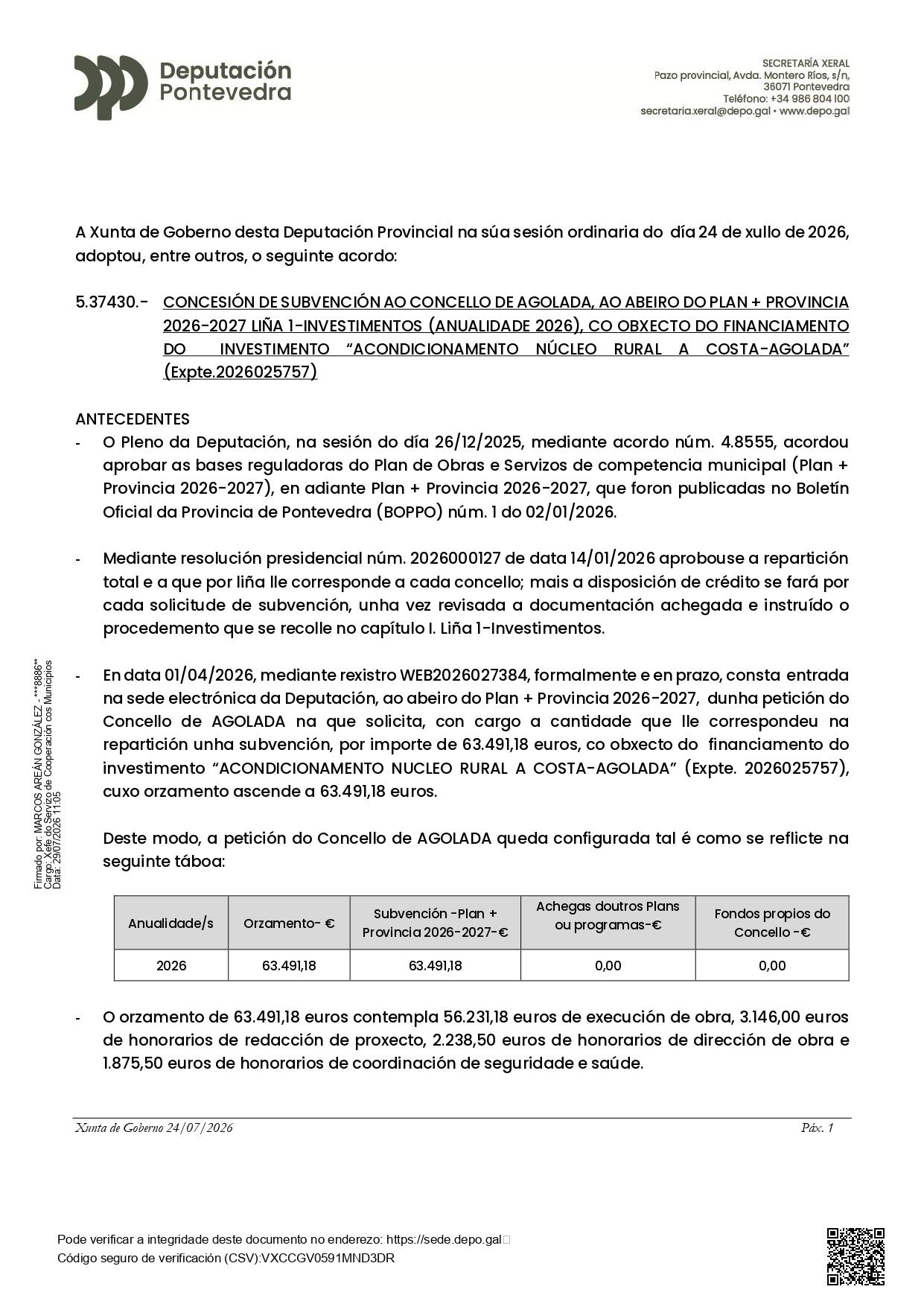 CONCESIÓN SUBVENCIÓN A COSTA